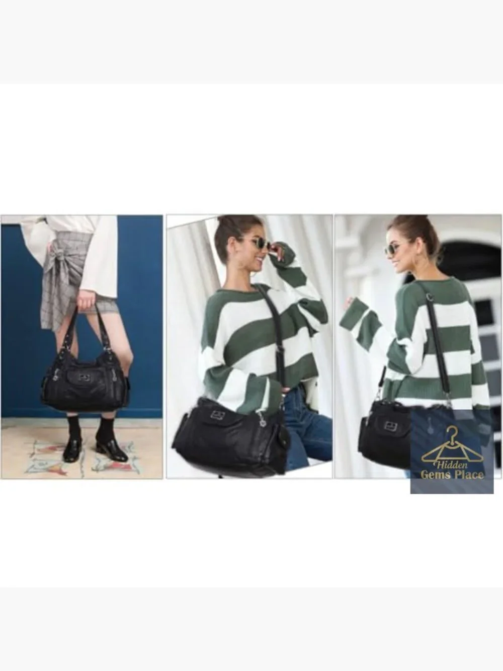 Large Hobo Shoulder Bag Faux Leather Tote Satchel Purse Women